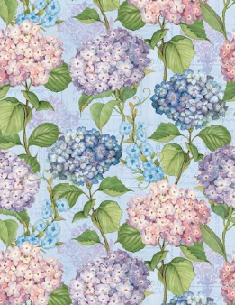 Hydrangea Mist Hydrangeas All Over Blue Fabric