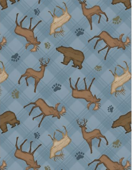 Wildlife Trail Animal Toss Blue Yardage