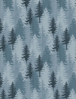 Wildlife Trail Wood Texture Blue Yardage