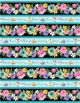 Floral Party Repeating Stripe Multi Yardage
