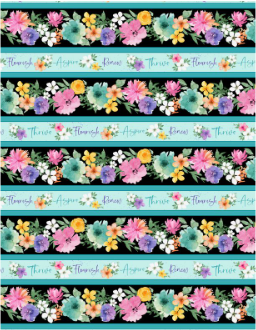 Floral Party Repeating Stripe Multi Fabric