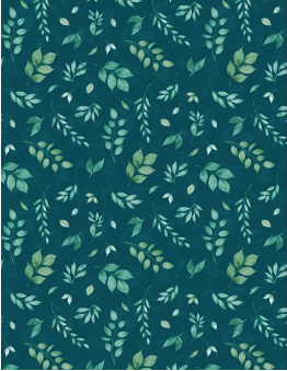 Floral Party Leaf Toss Teal Yardage