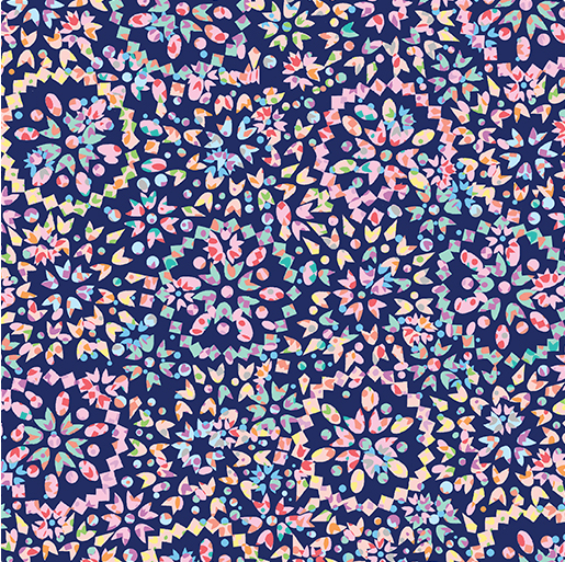 Enjoy The Ride Kaleidoscope Geo Navy Yardage