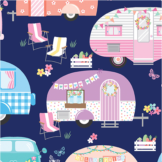 Enjoy The Ride Springtime Campers Navy Yardage