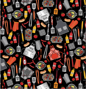 Chillin & Grillin Licensed To Grill Black Yardage