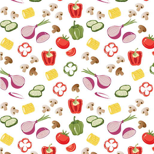 Chillin & Grillin Veggie Medley White Fabric