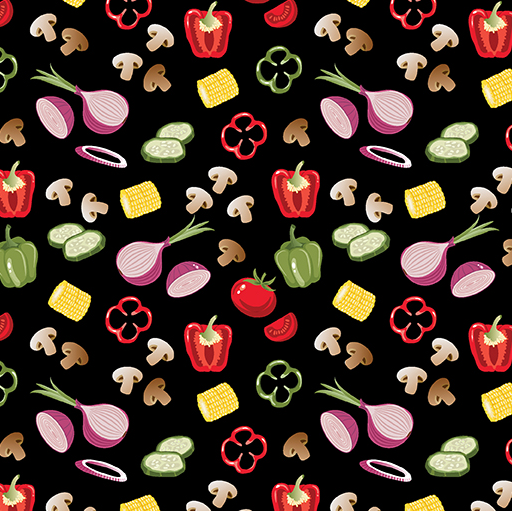 Chillin & Grillin Veggie Medley Black Fabric