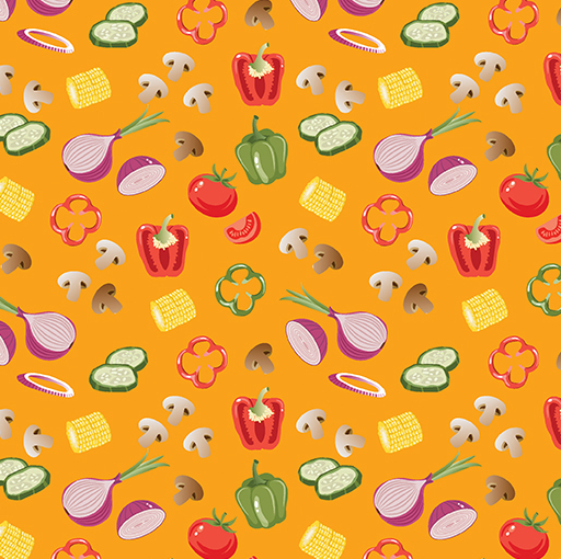 Chillin & Grillin Veggie Medley Orange Fabric