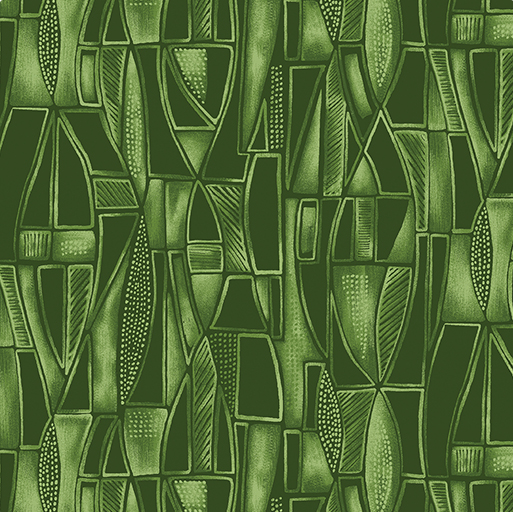 Luminescent Leaves Tonal Geo Green Yardage