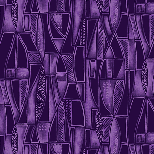 Luminescent Leaves Tonal Geo Purple Yardage