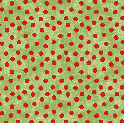 Christmas Spirit Dot Splendor Celery/Red Yardage