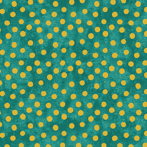 Christmas Spirit Dot Splendor Teal/Gold Yardage