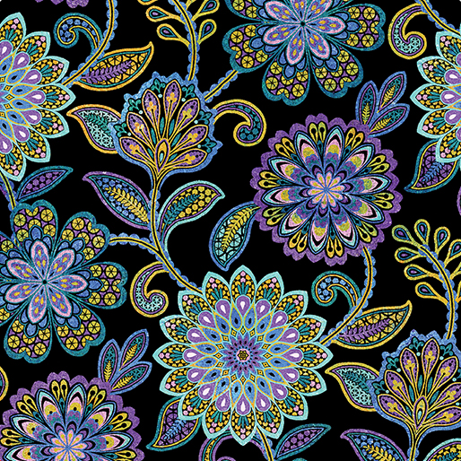 Fairy Enchantment Enchanted Jacobean Multi/Black Fabric