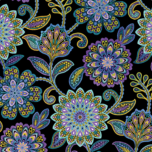 Fairy Enchantment Enchanted Jacobean Multi/Black Yardage