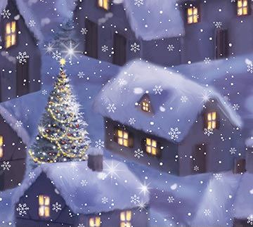 Twas The Night Before Christmas Houses Blue Multi Yardage