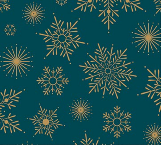Shimmer Sparkle Snowflake Teal Yardage