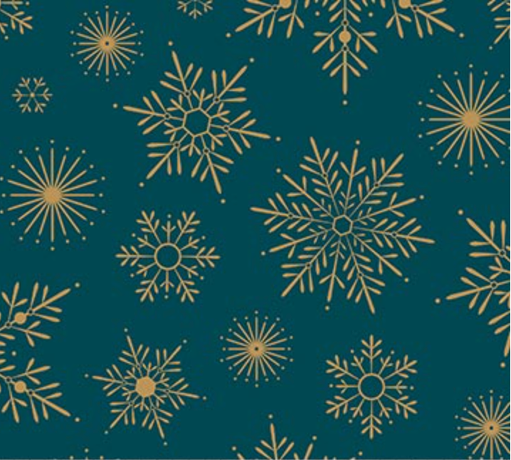 Shimmer Sparkle Snowflake Teal Yardage