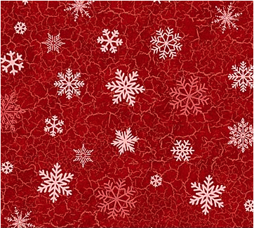 Beary Merry Christmas Snowflakes Red Yardage