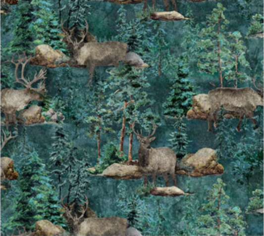 Stonehenge Migration Caribou Dark Teal Multi Yardage