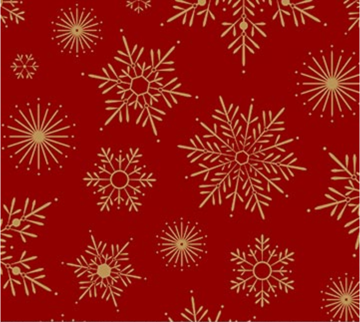 Shimmer Sparkle Snowflake Red Yardage