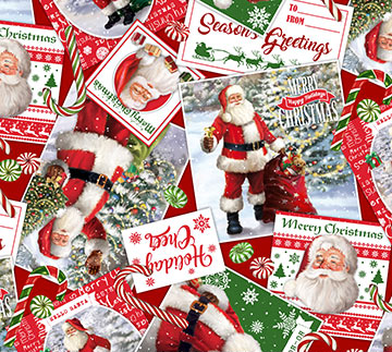 Letters to Santa Postcards Red Multi Yardage