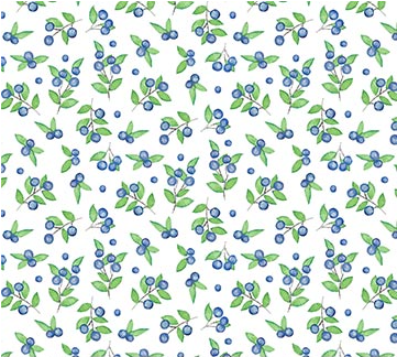 Berry Pickers Blueberries Blue Yardage