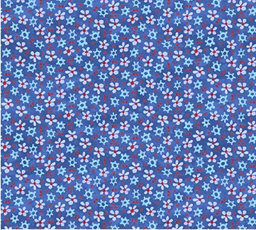 Berry Pickers Calico Blue Yardage