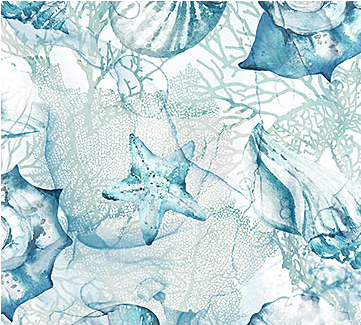 Sea Breeze Shells Pale Blue Yardage