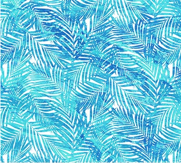 Palm Beach Palm Leaves Turquoise Fabric