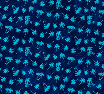 Palm Beach Mini Palm Trees Indigo Fabric