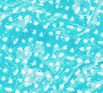 Palm Beach Mini Palm Trees Turquoise Fabric