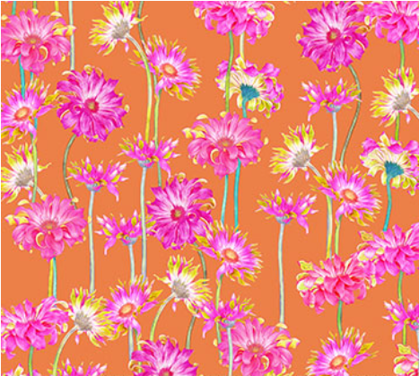 Margo Gerbera Orange Fabric