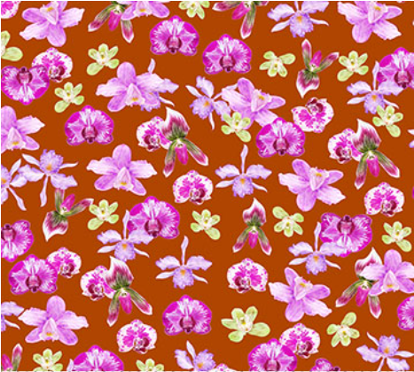 Margo Orchids Rust Fabric