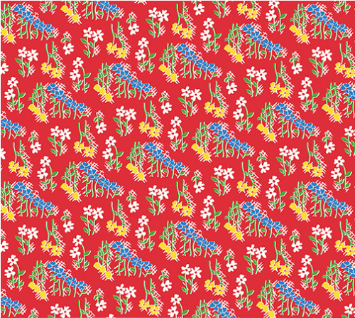 Garden Party Flower Field Red Yardage