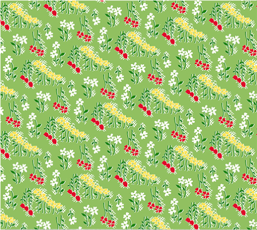 Garden Party Flower Field Green Yardage