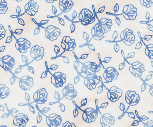 JDJ Dutchy Blues Rosebuds White Fabric