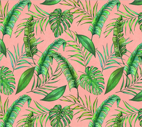 Tropical Paradise Tropical Leaves Pale Pink Fabric