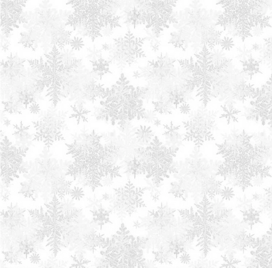 Snowfall Snowflakes Light Steel Yardage