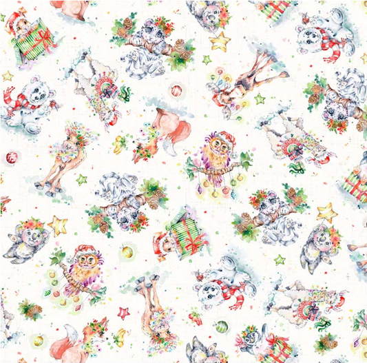 Little Darlings Christmas Merry White Fabric
