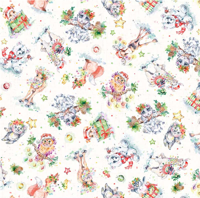 Little Darlings Christmas Merry White Fabric