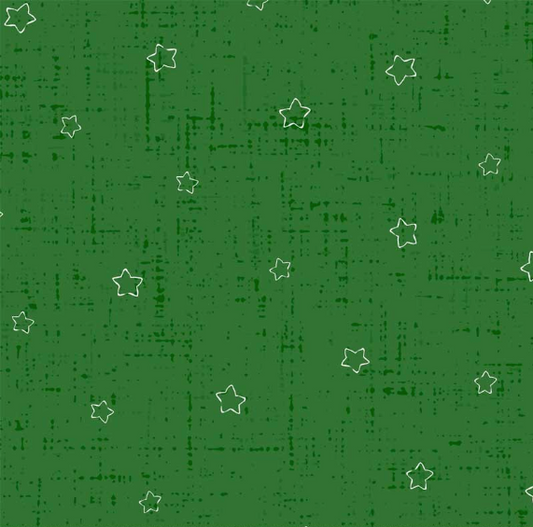 Little Darlings Christmas Stars Dark Green Fabric
