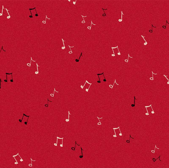 Merry Melody Music Notes Red Fabric