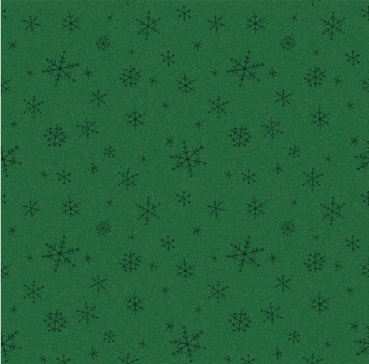 Merry Melody Snowflakes Green Fabric
