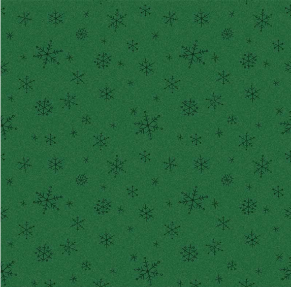 Merry Melody Snowflakes Green Fabric