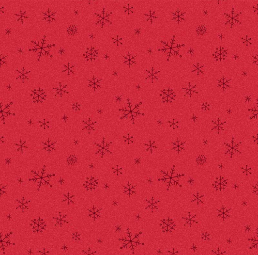 Merry Melody Snowflakes Red Fabric