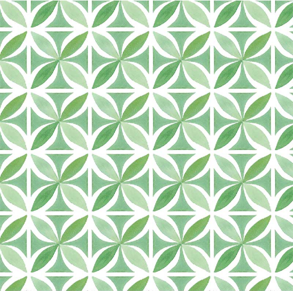 Sweet Magnolia Tile Leaves Green Fabric