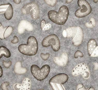 Bear Hugs Heart Toss Gray Fabric