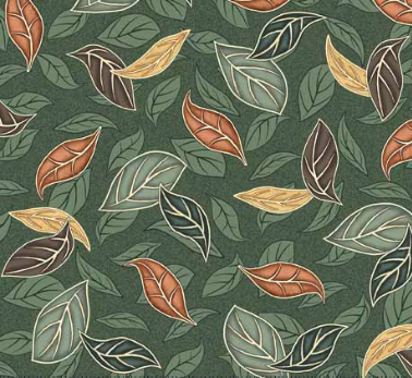 Frond Nouveau Tossed Leaves Spruce Fabric