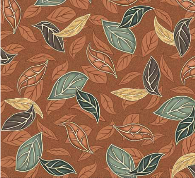 Frond Nouveau Tossed Leaves Terracotta Fabric