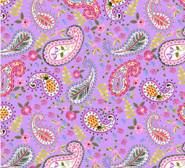 My Watercolor Garden Paisley Lilac Fabric